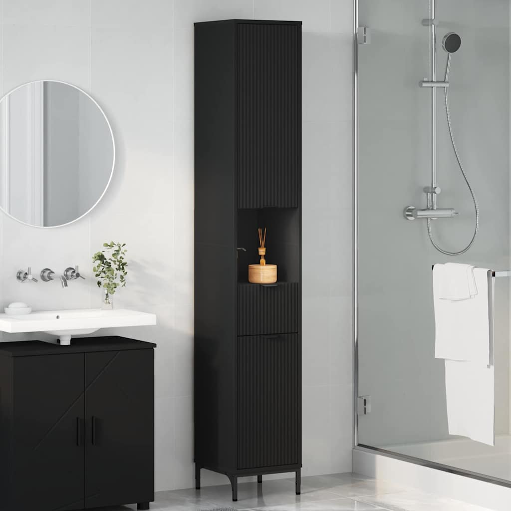 vidaXL Ντουλάπι Μπάνιου Μαύρο 31,5 x 33 x 190 εκ.