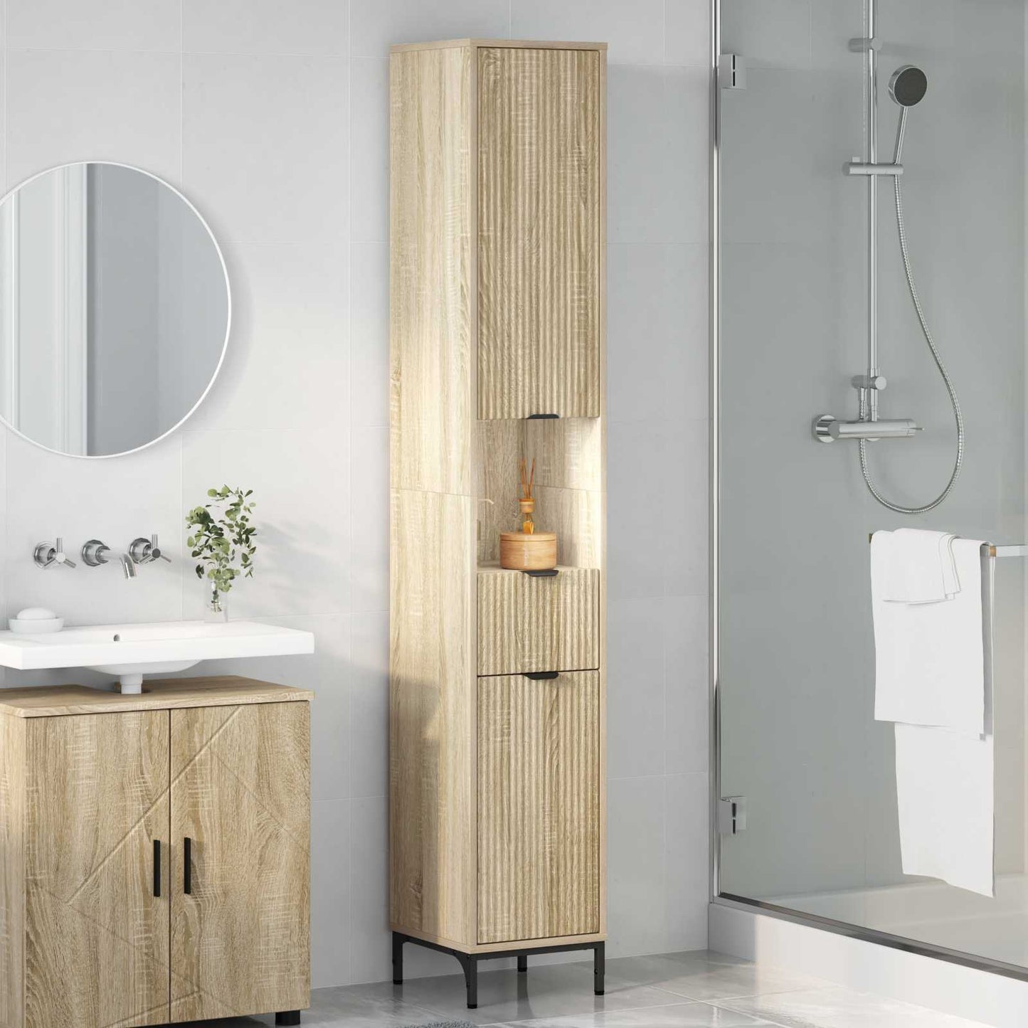 vidaXL Ντουλάπι Μπάνιου Δρύς Sonoma 31,5 x 33 x 190 εκ.