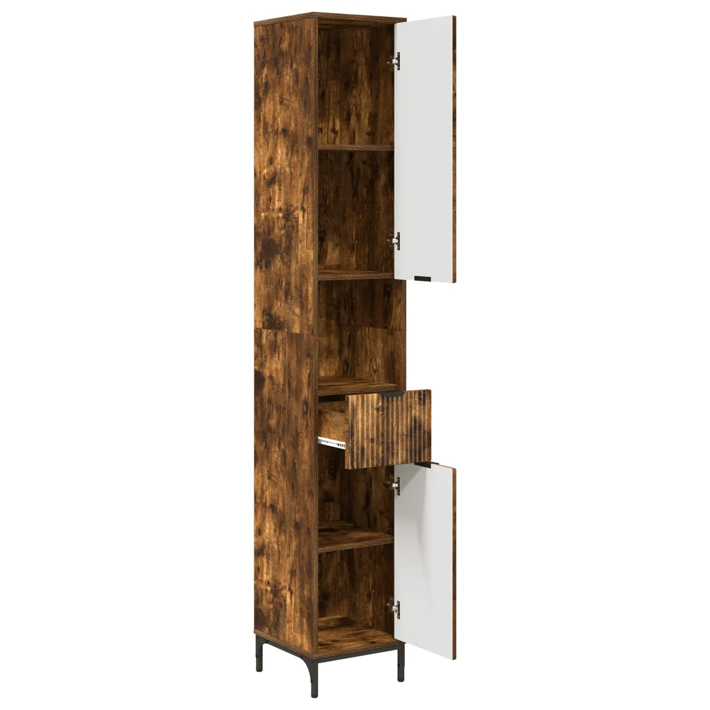 vidaXL Ντουλάπι Μπάνιου Καπνιστό Δρύς 31,5 x 33 x 190 εκ.