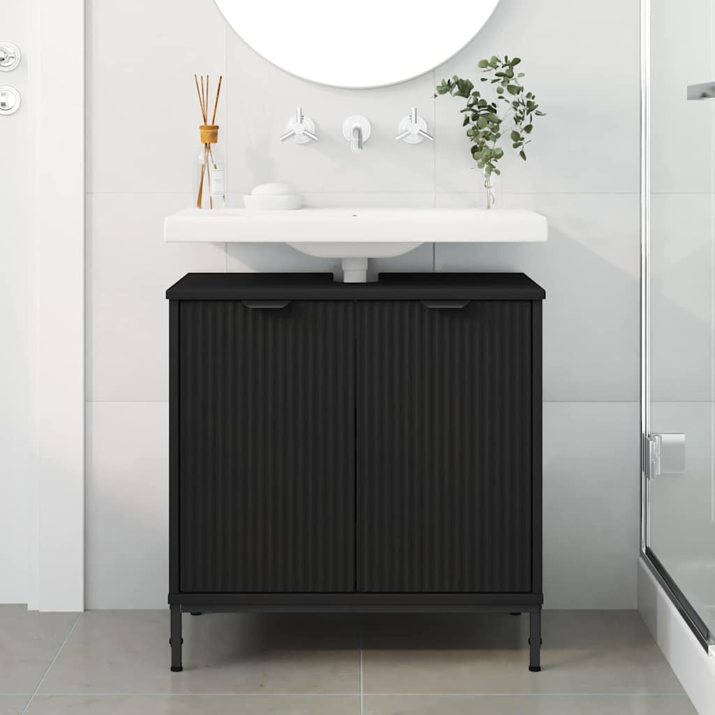vidaXL Ντουλάπα Νιπτήρα Mπάνιου Μαύρο 60,5 x 33,5 x 61 εκ