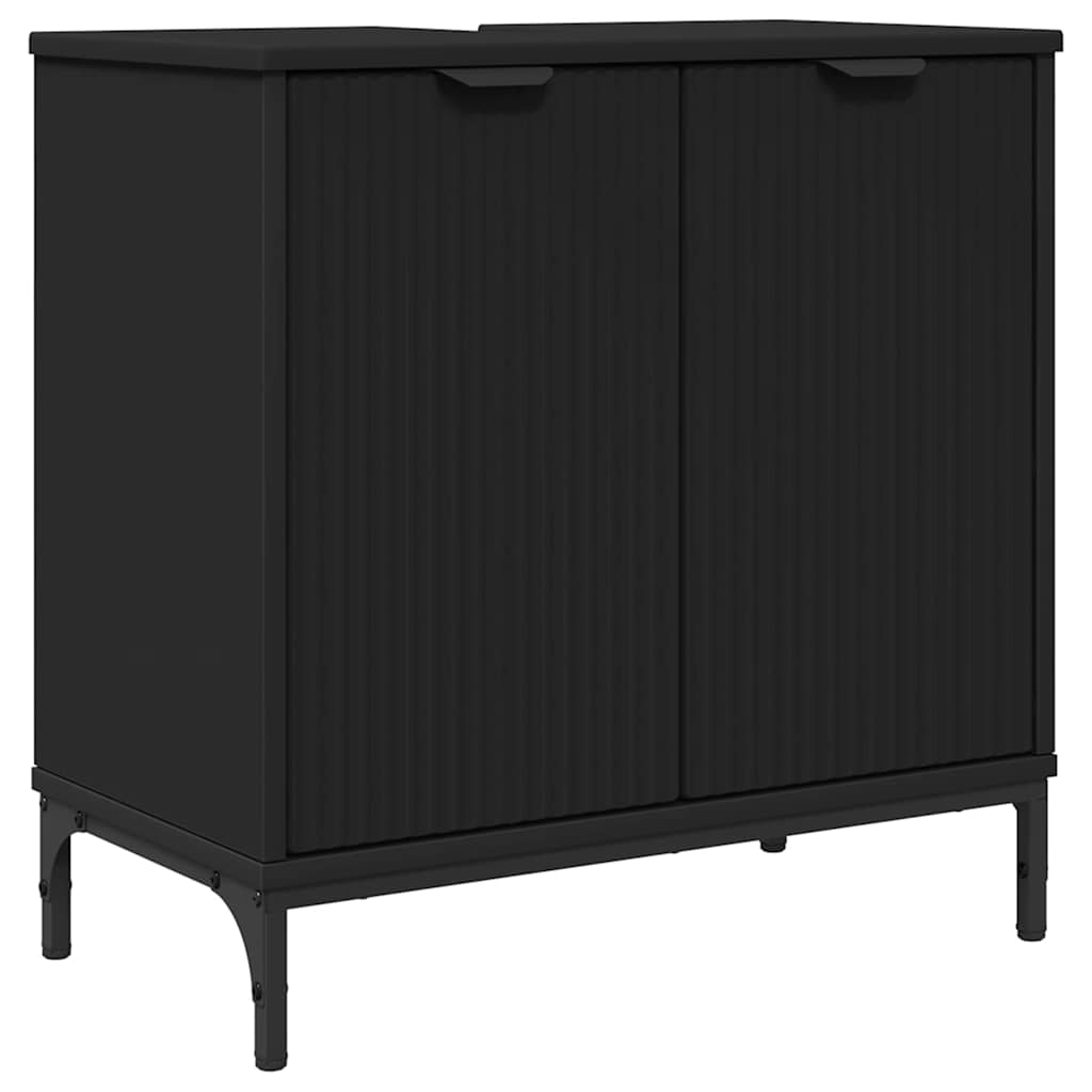 vidaXL Ντουλάπα Νιπτήρα Mπάνιου Μαύρο 60,5 x 33,5 x 61 εκ