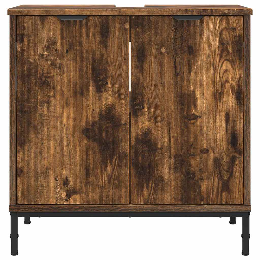 vidaXL Ντουλάπα Νιπτήρα Mπάνιου Καπνιστή δρυς 60.5 x 33.5 x 61 εκ