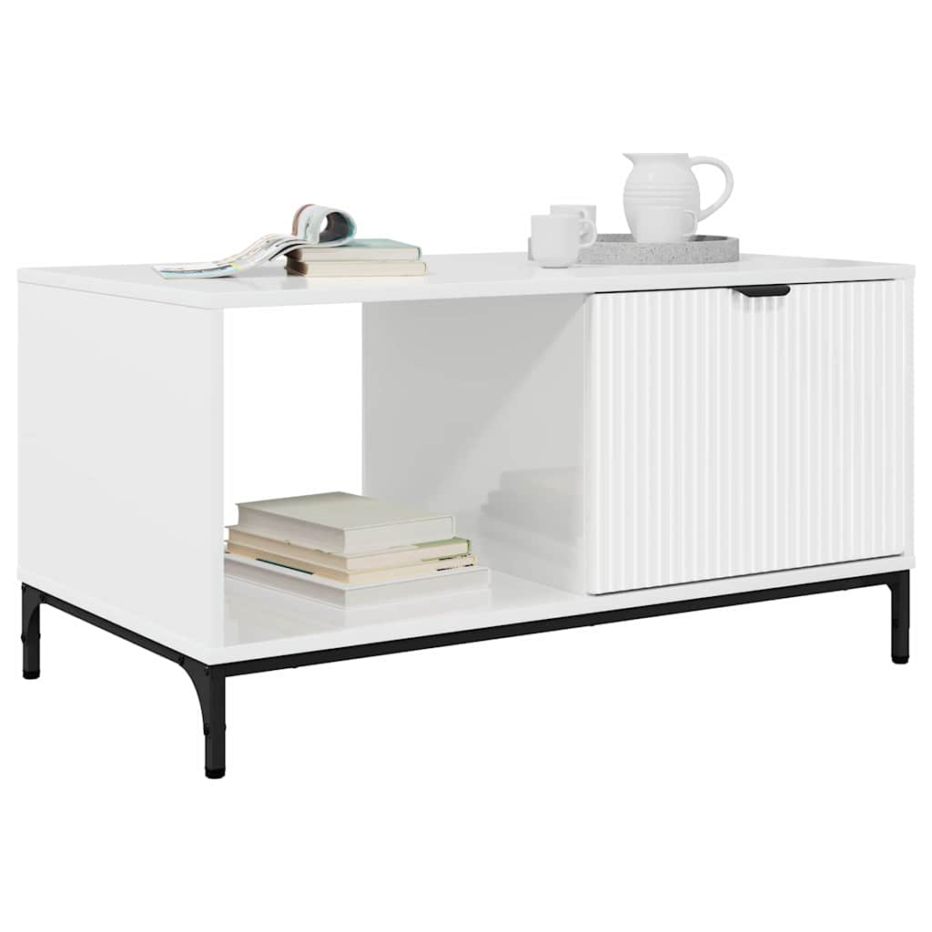 vidaXL Τραπεζάκι σαλονιού Γυαλιστερό λευκό 90 x 49 x 46 εκ.