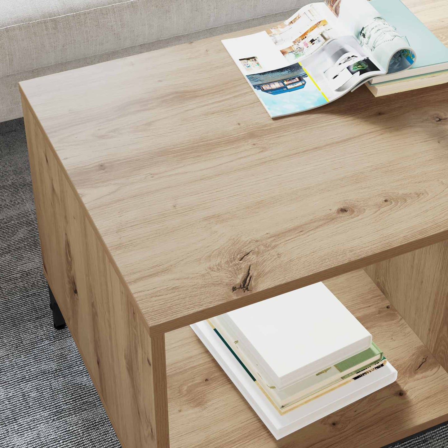 vidaXL Τραπεζάκι σαλονιού με συρτάρι Artisan Oak 90 x 49 x 46 εκ.