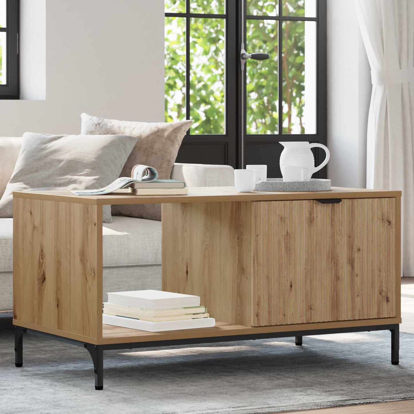vidaXL Τραπεζάκι σαλονιού με συρτάρι Artisan Oak 90 x 49 x 46 εκ.