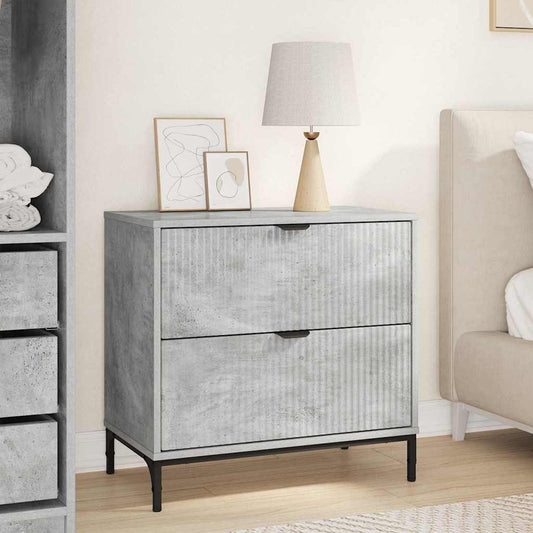 vidaXL Κομοδίνο Γκρι σκυροδέματος 63.5 x 36 x 61 εκ Επεξεργασμένο ξύλο