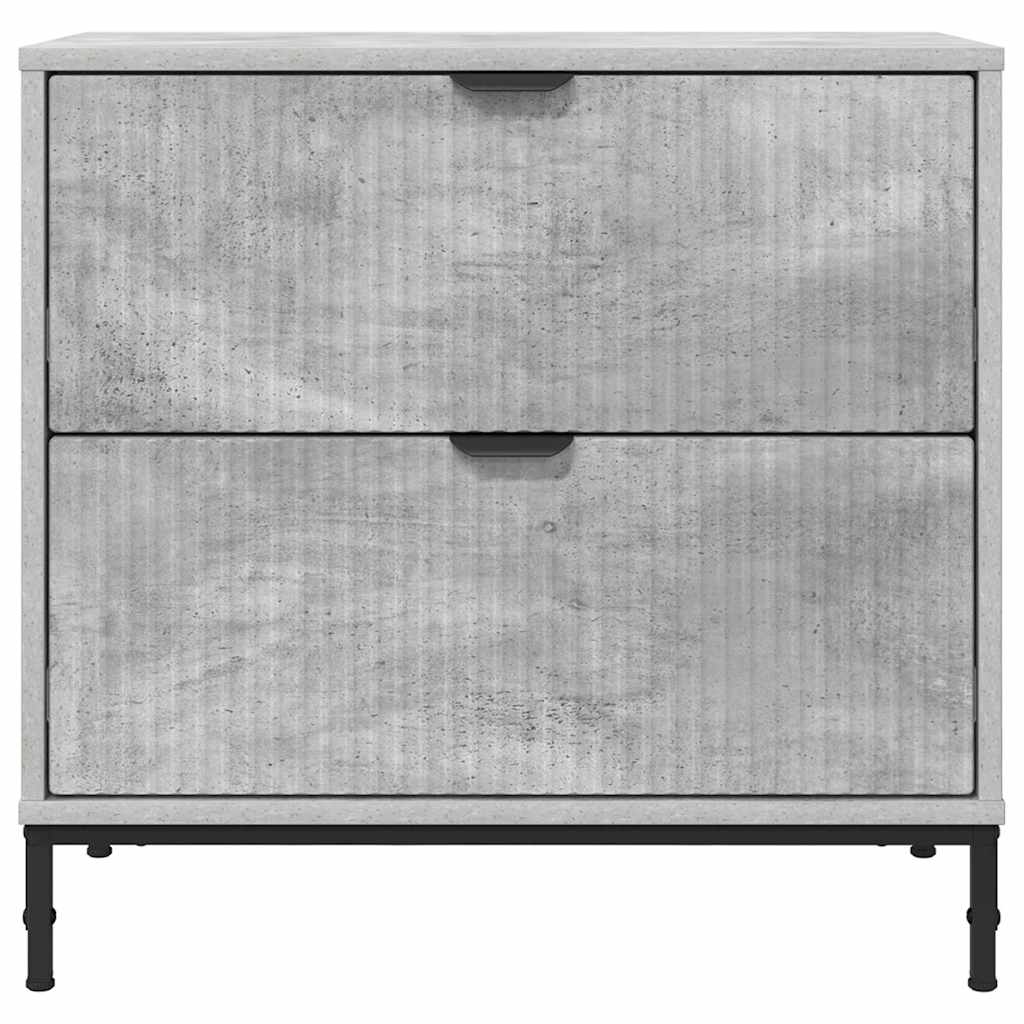 vidaXL Κομοδίνο Γκρι σκυροδέματος 63.5 x 36 x 61 εκ Επεξεργασμένο ξύλο