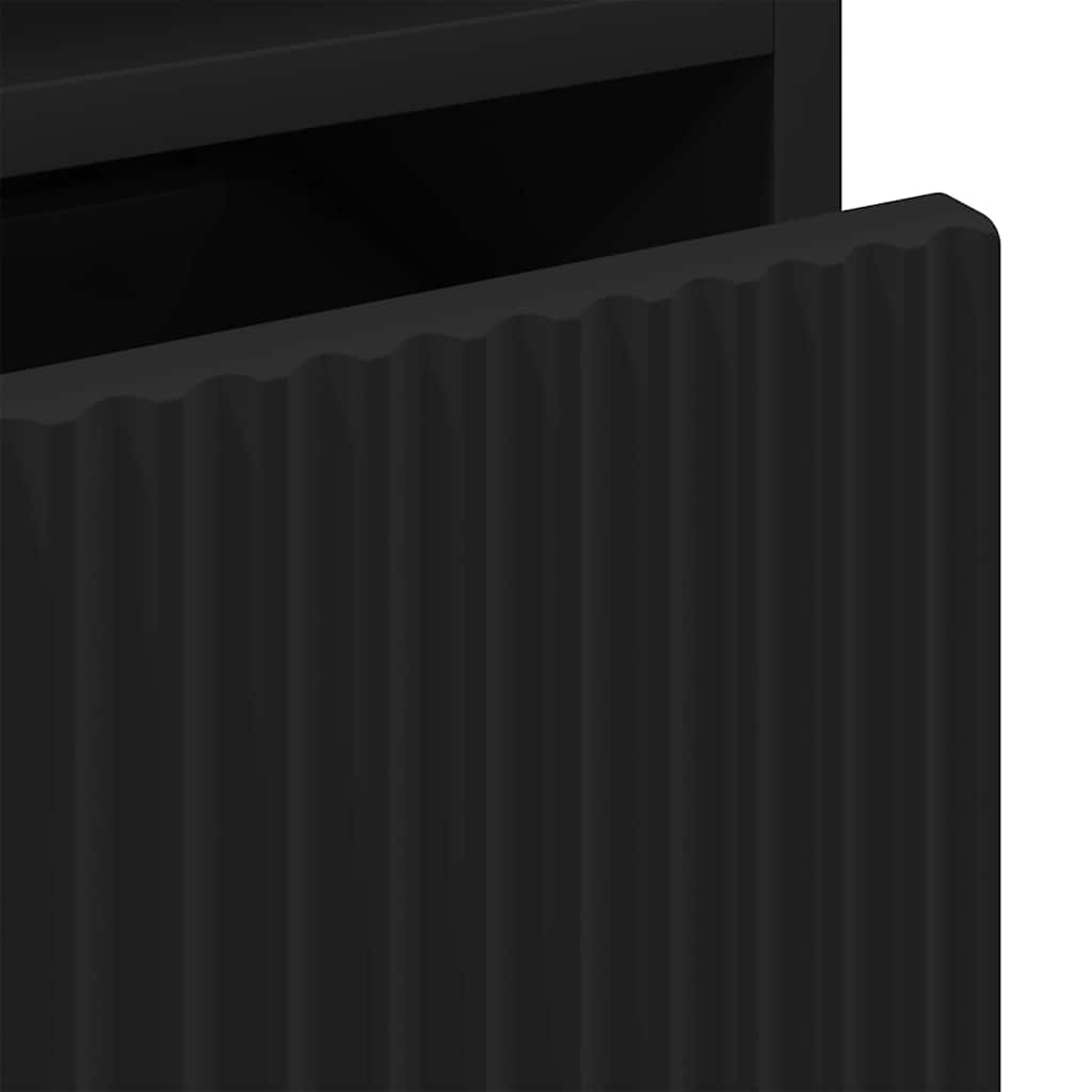 vidaXL Κομοδίνο με συρτάρι Μαύρο 49 x 36 x 61 εκ Επεξεργασμένο ξύλο