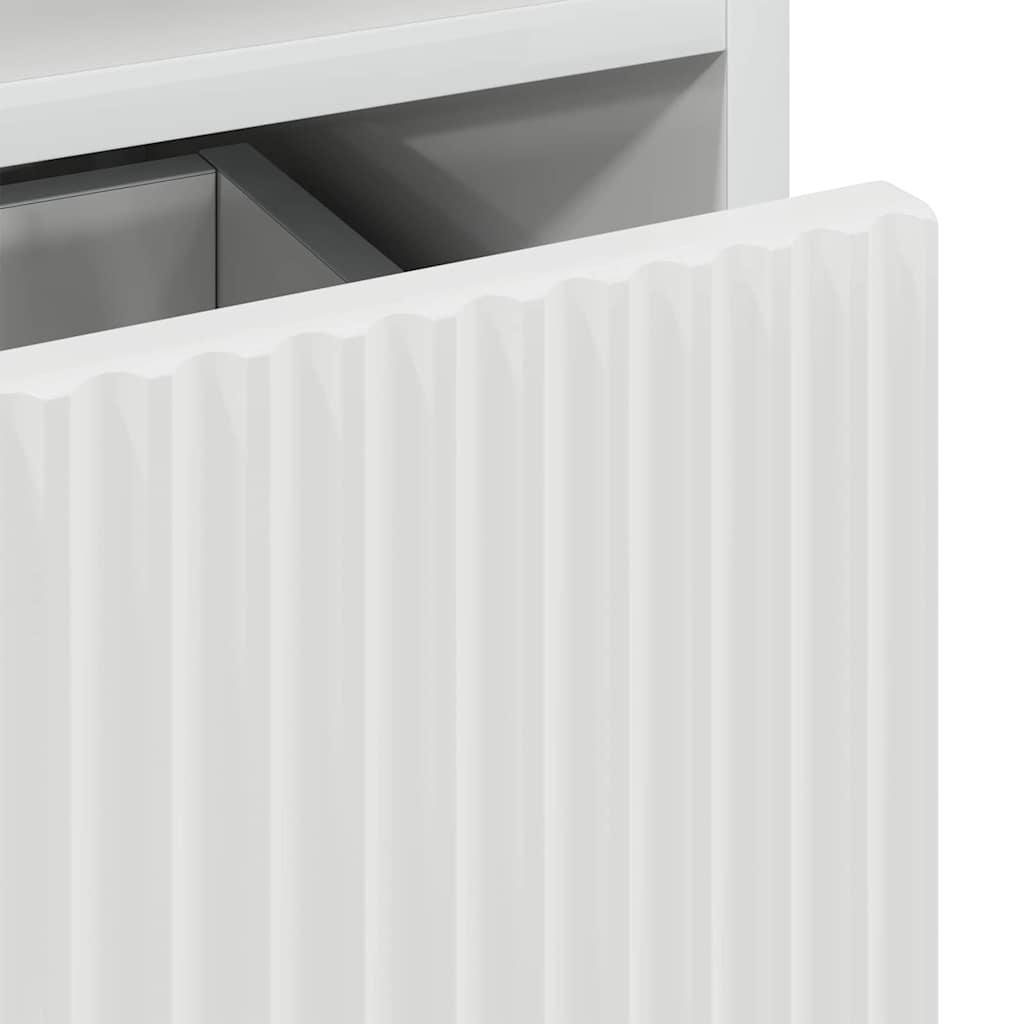 vidaXL Κομοδίνο Γυαλιστερό λευκό 49 x 36 x 61 εκ Επεξεργασμένο ξύλο