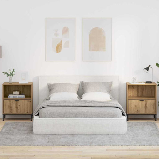 vidaXL Κομοδίνα 2 pcs artisan δρυς 49 x 36 x 61 εκ Επεξεργασμένο ξύλο