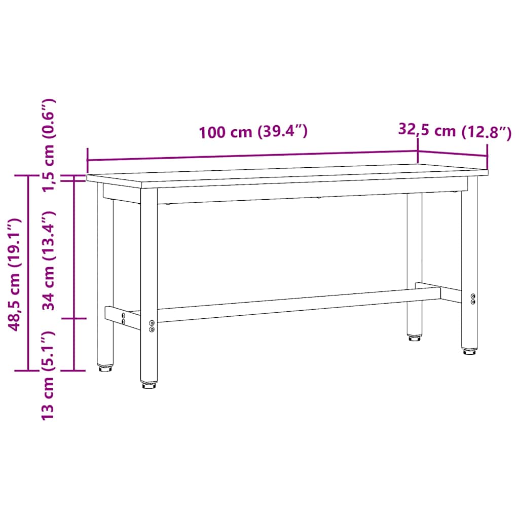 vidaXL Καθιστικό Σαλονιού Παλιό ξύλο 100 x 32,5 x 48,5 εκ.