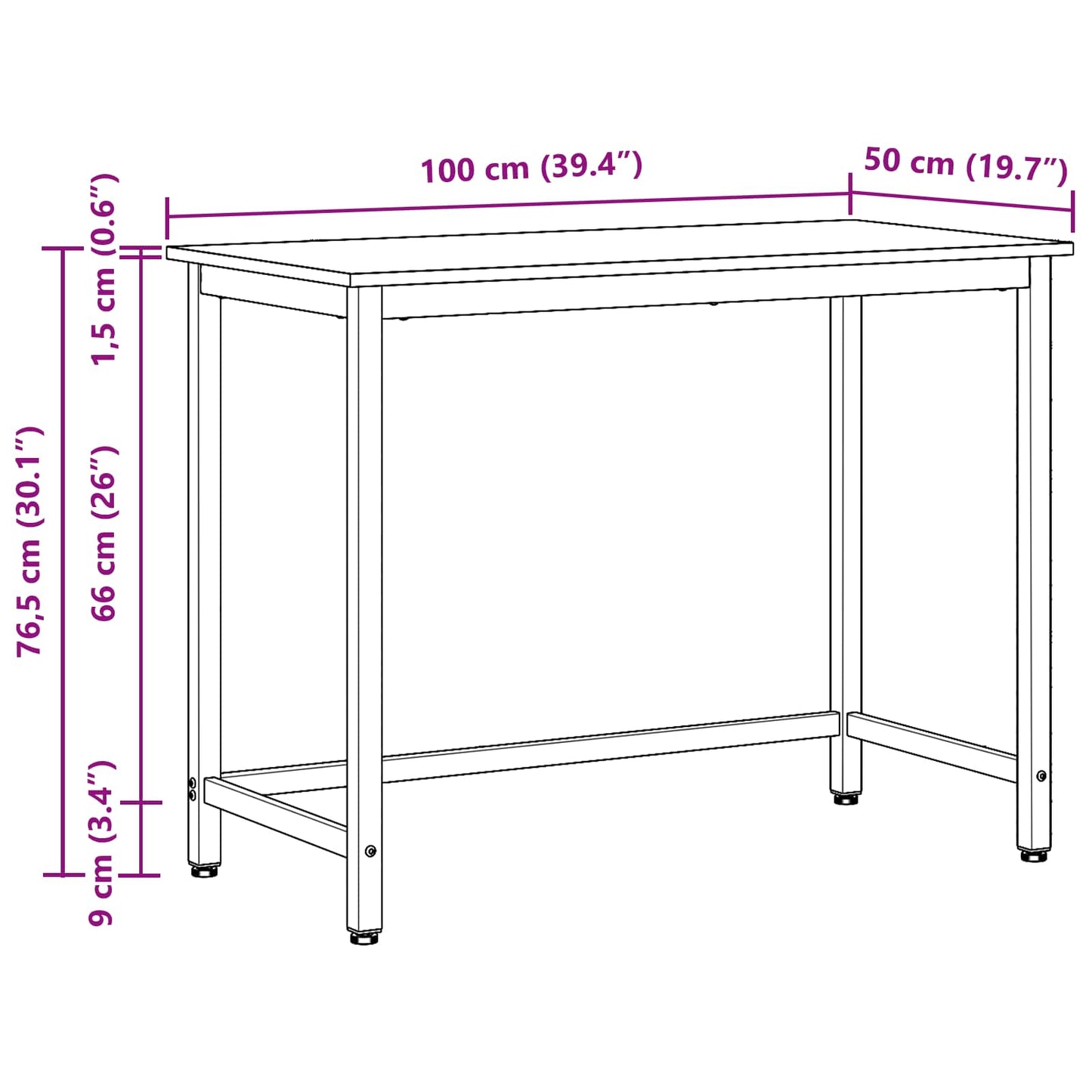vidaXL τραπέζι Καπνιστό Δρύς 100 x 50 x 76,5 εκ.