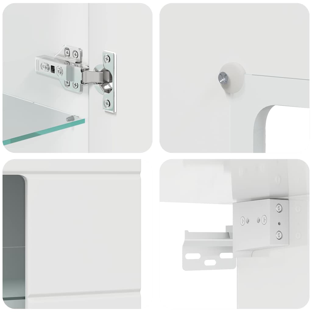 vidaXL Ντουλάπα τοίχου με αποθήκευση Γυαλιστερό λευκό 55 x 29 x 100 εκ