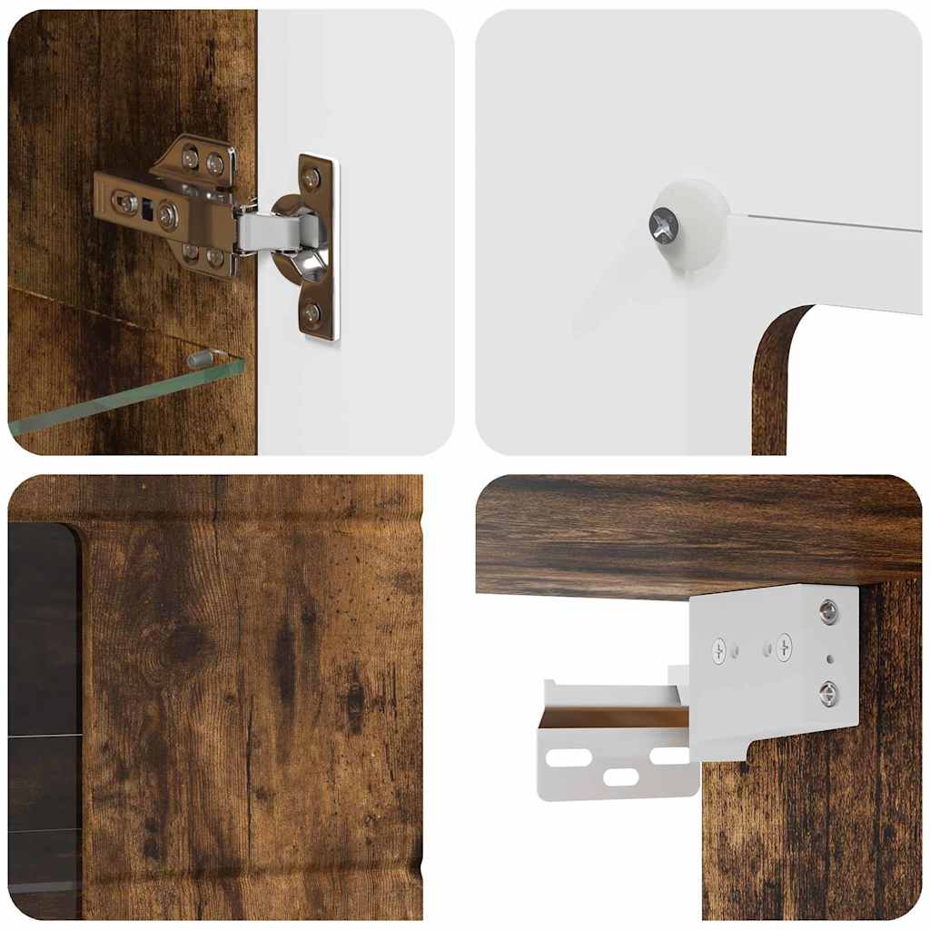 vidaXL Ντουλάπα τοίχου με αποθήκευση Καπνιστή δρυς 55 x 29 x 100 εκ