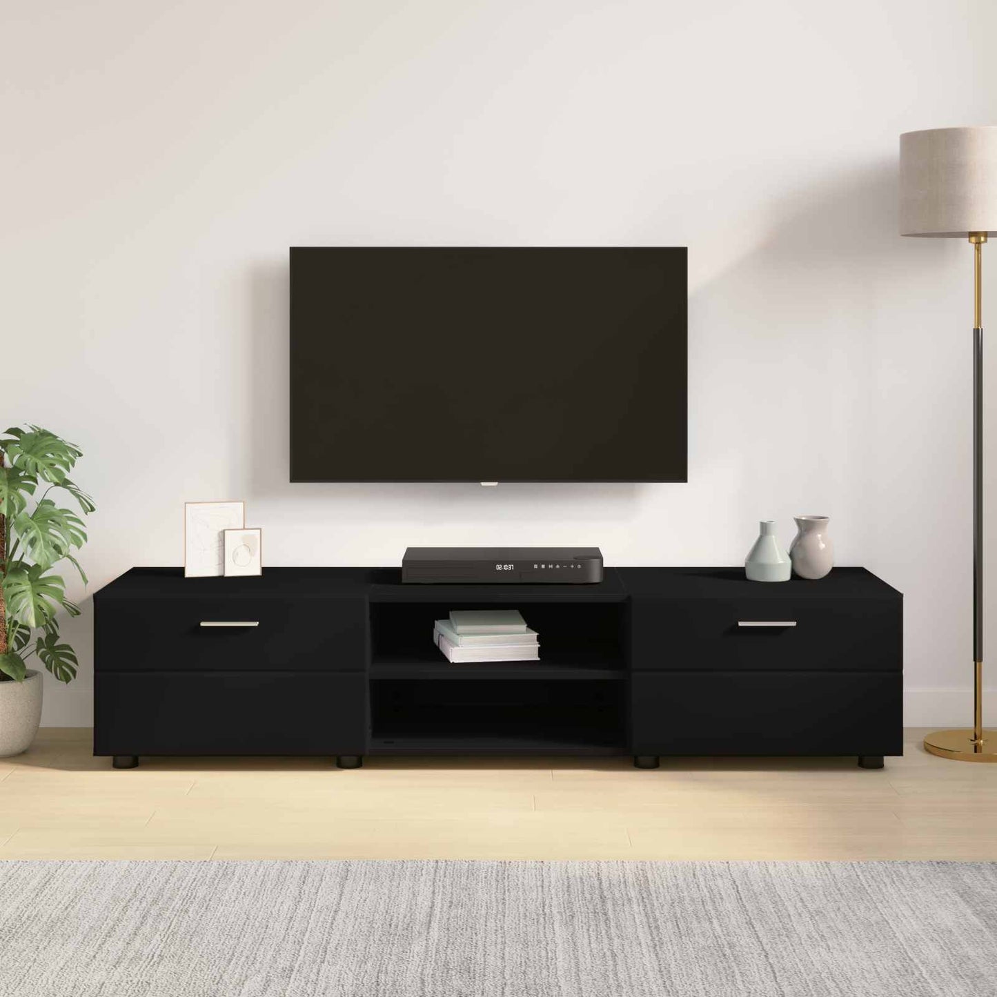vidaXL Ξύλινο Ντουλάπι Μαύρο 150 x 39 x 30 εκ Επεξεργασμένο ξύλο
