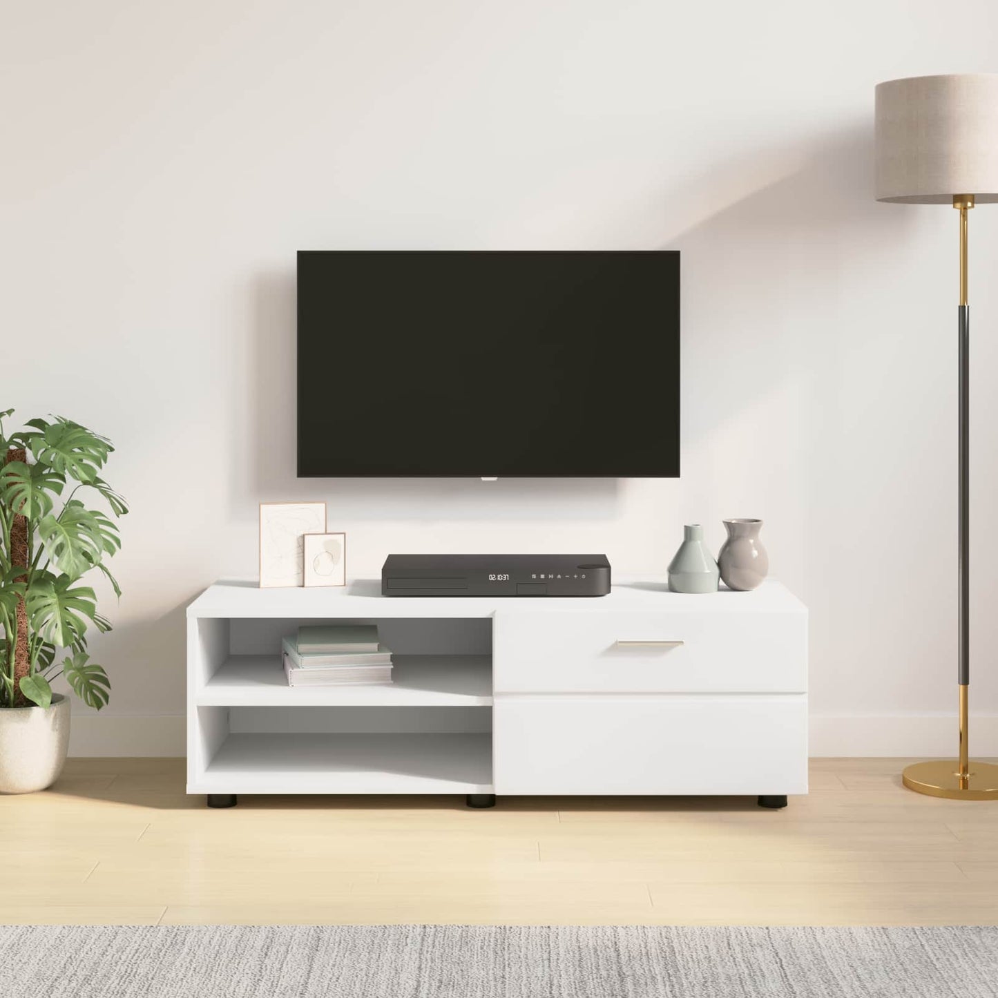 vidaXL Ξύλινο Ντουλάπι Λευκό 100,5 x 39 x 30 εκ Επεξεργασμένο ξύλο