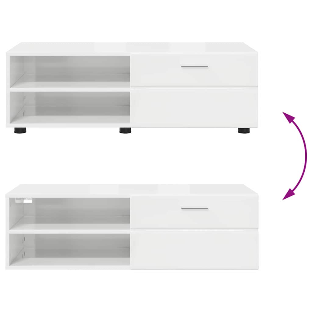 vidaXL Ξύλινο Ντουλάπι Υψηλής γυαλάδας λευκό 100,5 x 39 x 30 εκ