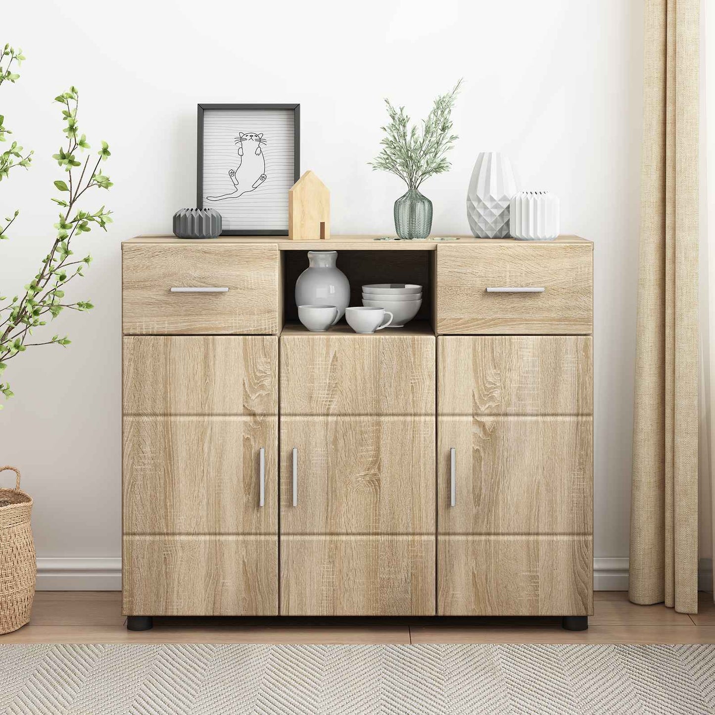 vidaXL Ξύλινο Ντουλάπι με συρτάρι Δρύς Sonoma 88,5 x 30,5 x 73 εκ