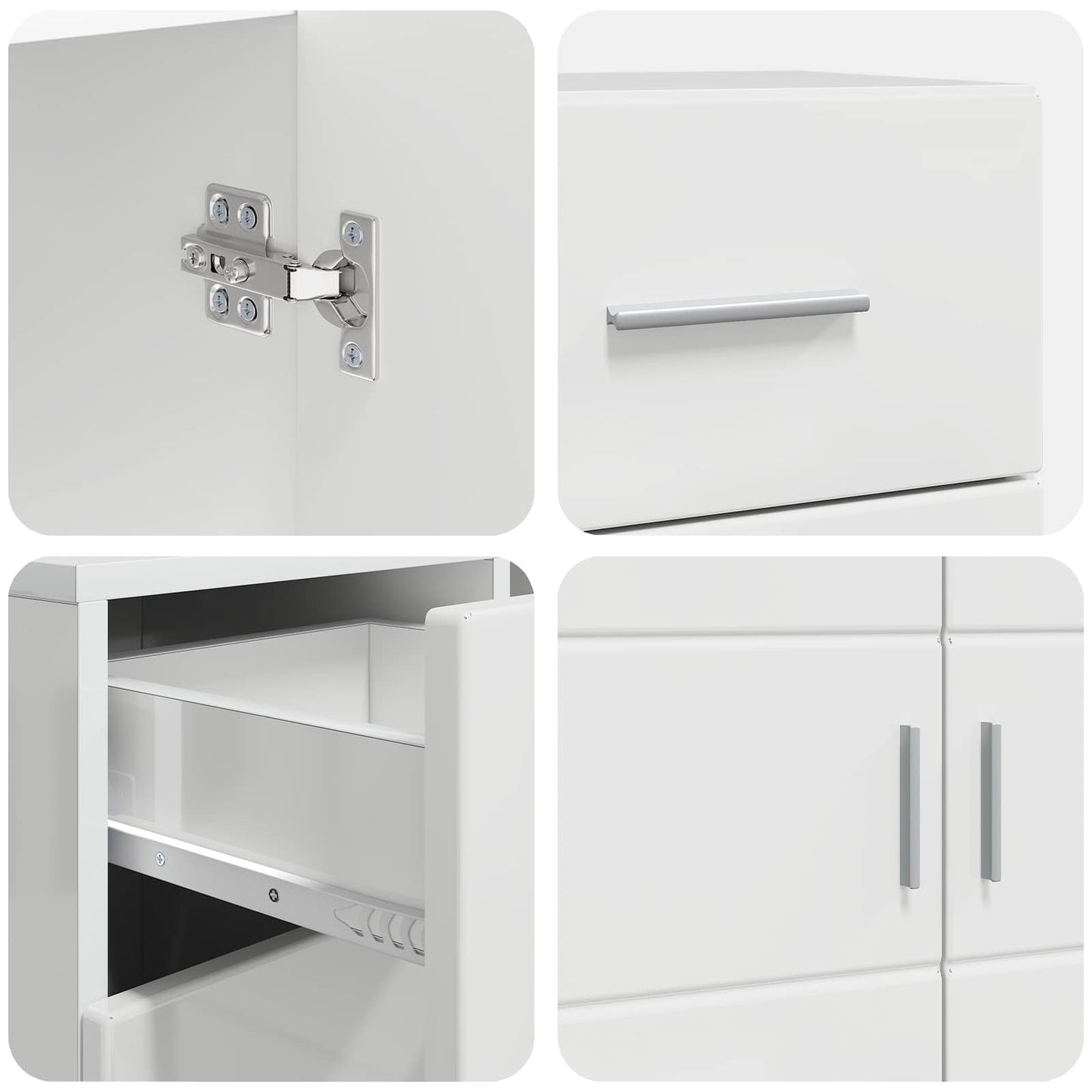 vidaXL Ξύλινο Ντουλάπι Υψηλής γυαλάδας λευκό 88,5 x 30,5 x 73 εκ