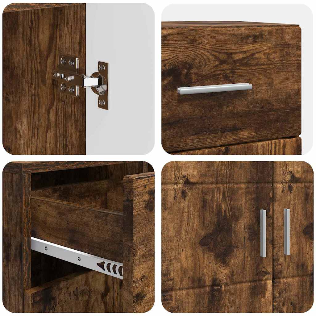 vidaXL Πλαϊνό γραφείο με συρτάρι Καπνιστή δρυς 88,5 x 30,5 x 73 εκ