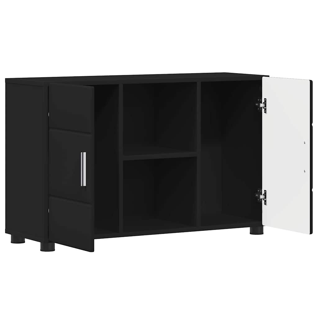 vidaXL Πλαϊνό γραφείο με ράφι FLORIN Μαύρο 88,5 x 30,5 x 55,5 εκ