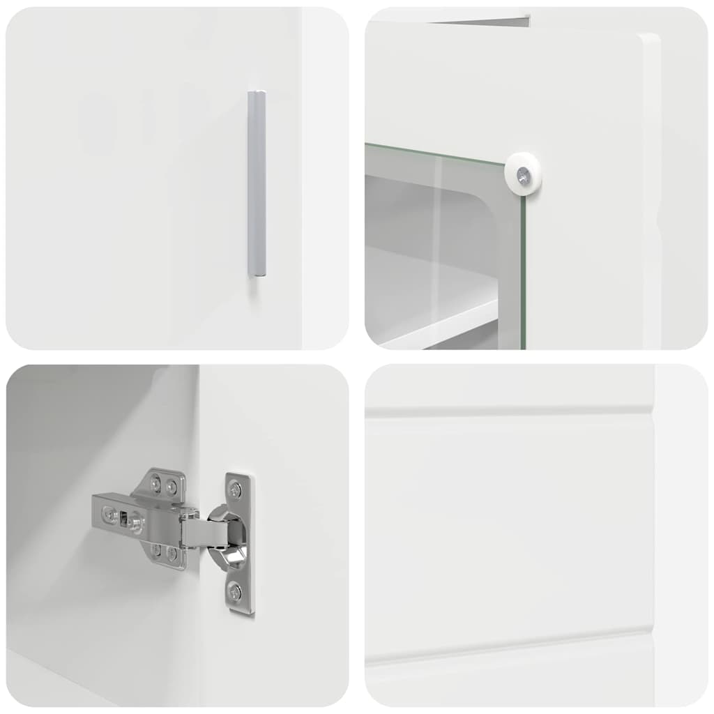 vidaXL Πλαϊνό γραφείο Γυαλιστερό λευκό 55,5 x 29 x 100 εκ