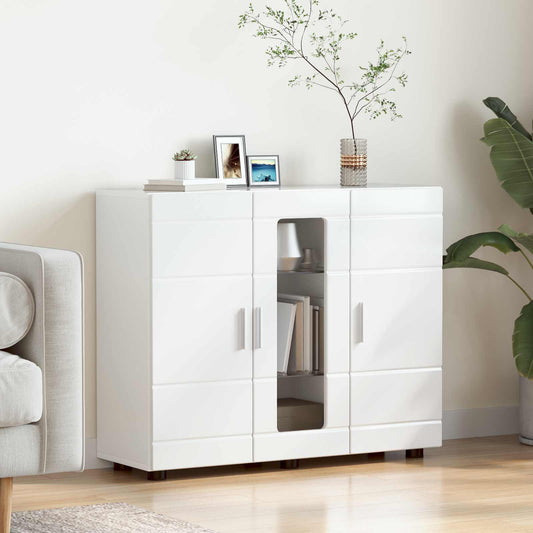vidaXL Ξύλινο Ντουλάπι Υψηλής γυαλάδας λευκό 88,5 x 30,5 x 73 εκ