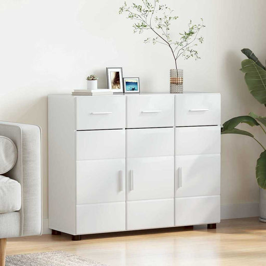 vidaXL Πλαϊνό γραφείο FLORIN Υψηλής γυαλάδας λευκό 88,5 x 30,5 x 73 εκ