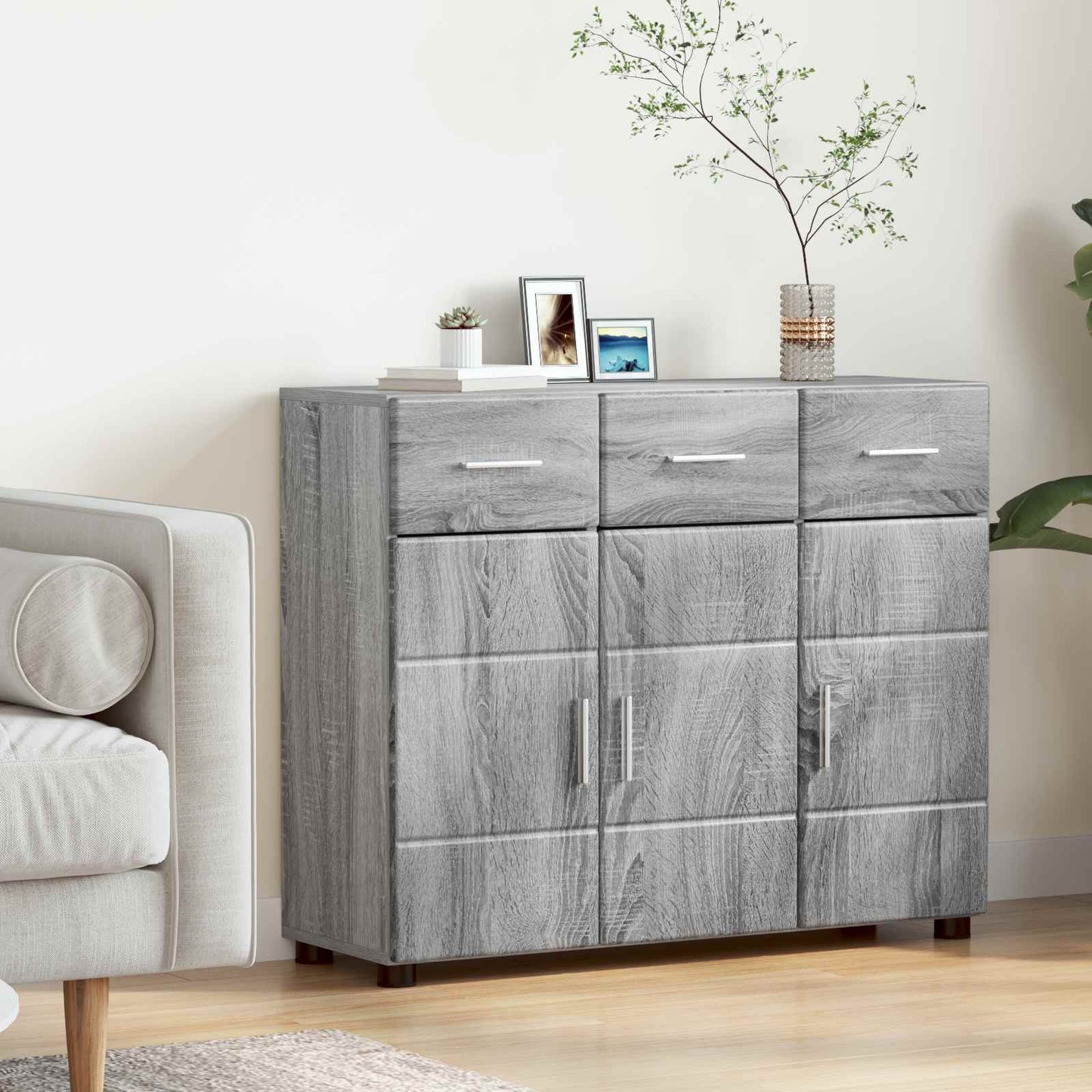 vidaXL Πλαϊνό γραφείο FLORIN 88,5 x 30,5 x 73 εκ Γκρι Sonoma