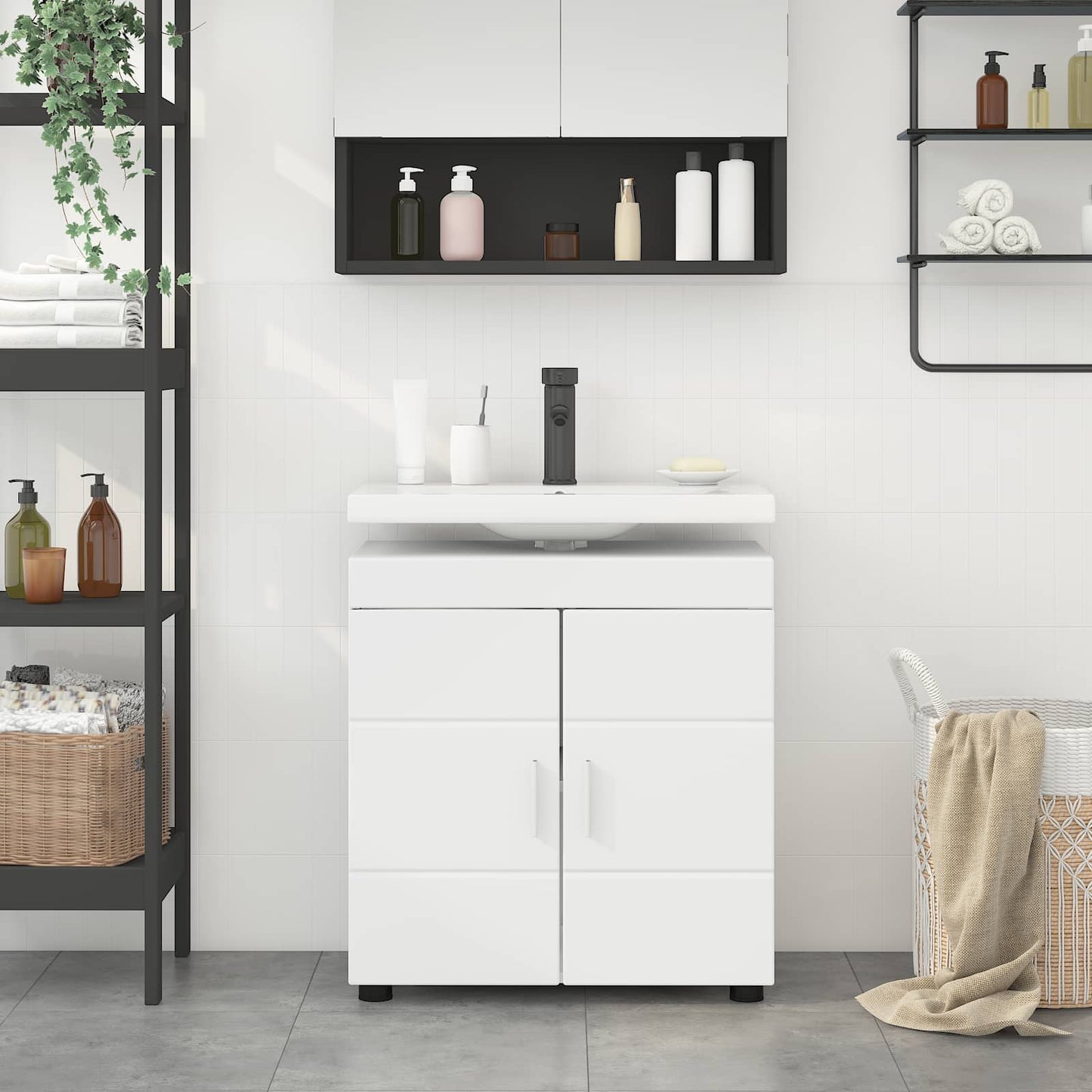 vidaXL Σετ Ντουλαπιών Μπάνιου TULUM Λευκό 60 x 34 x 63 εκ