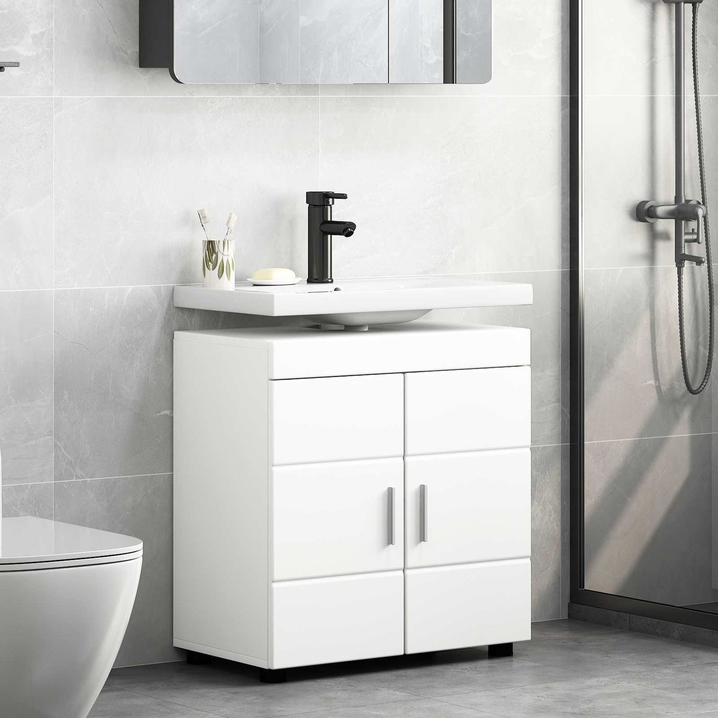 vidaXL Σετ Ντουλαπιών Μπάνιου TULUM Λευκό 60 x 34 x 63 εκ