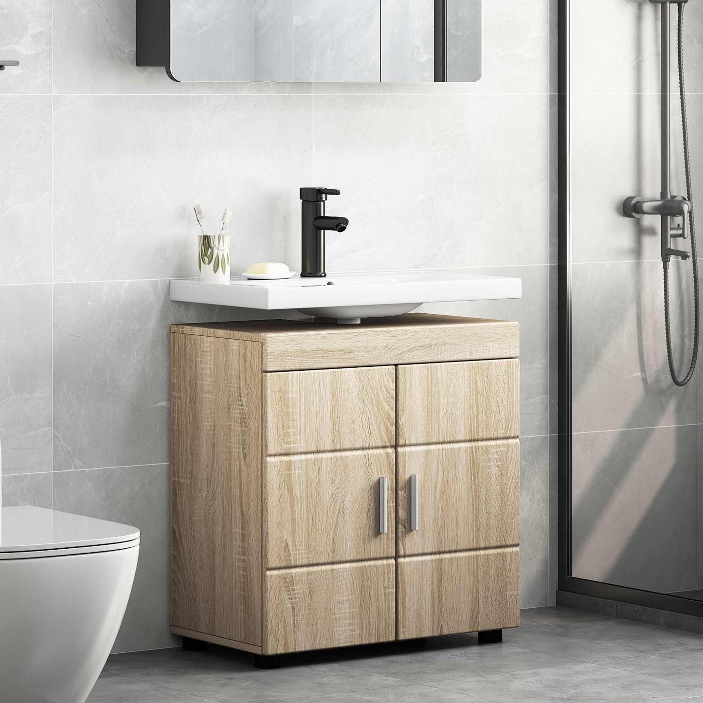 vidaXL Σετ Ντουλαπιών Μπάνιου TULUM Δρύς Sonoma 60 x 34 x 63 εκ