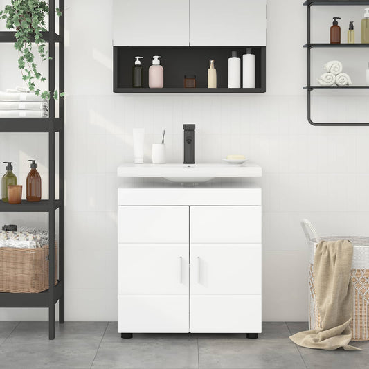 vidaXL Σετ Ντουλαπιών Μπάνιου TULUM Υψηλής γυαλάδας λευκό