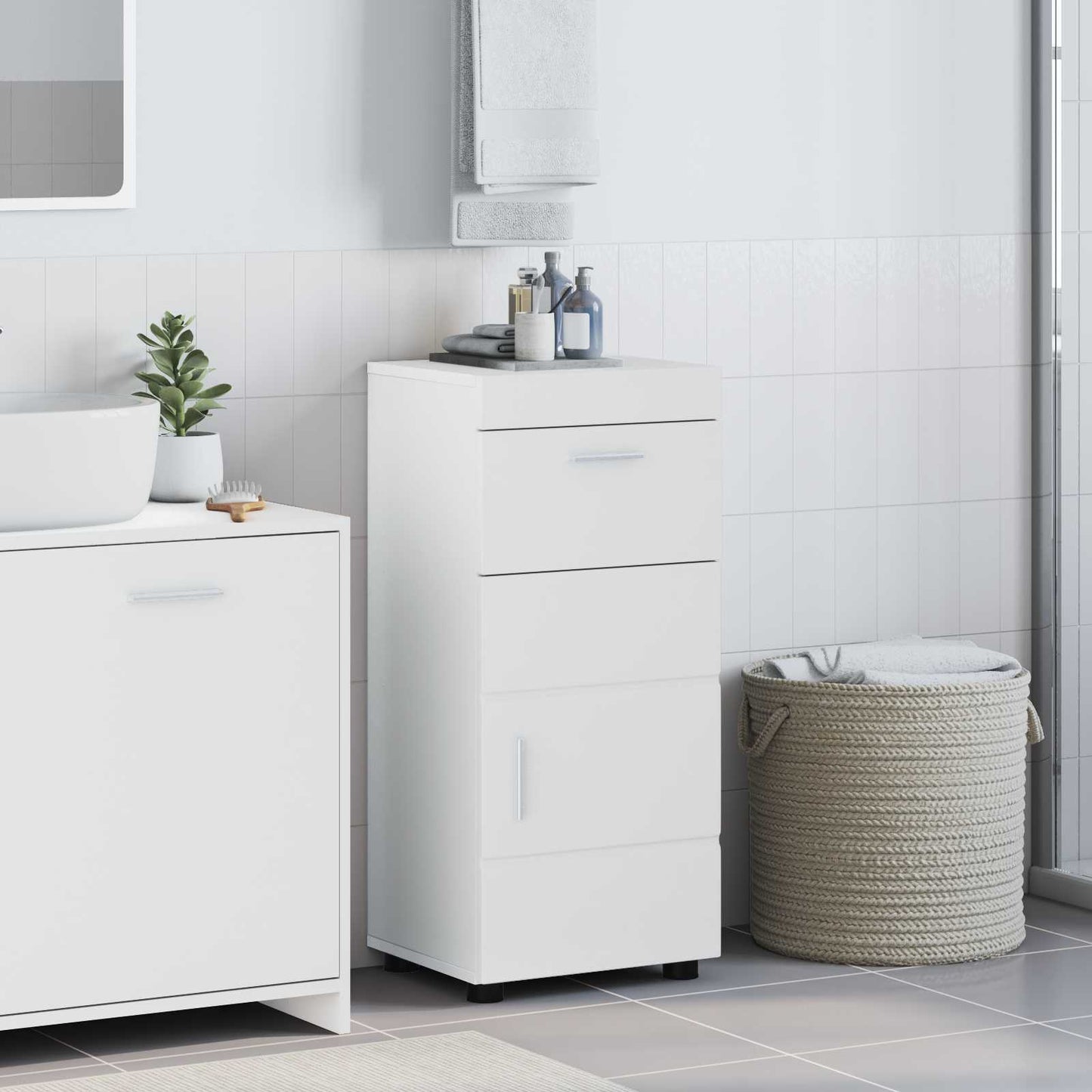 vidaXL Σετ Ντουλαπιών Μπάνιου με συρτάρι TULUM Λευκό 37 x 31,5 x 82 εκ