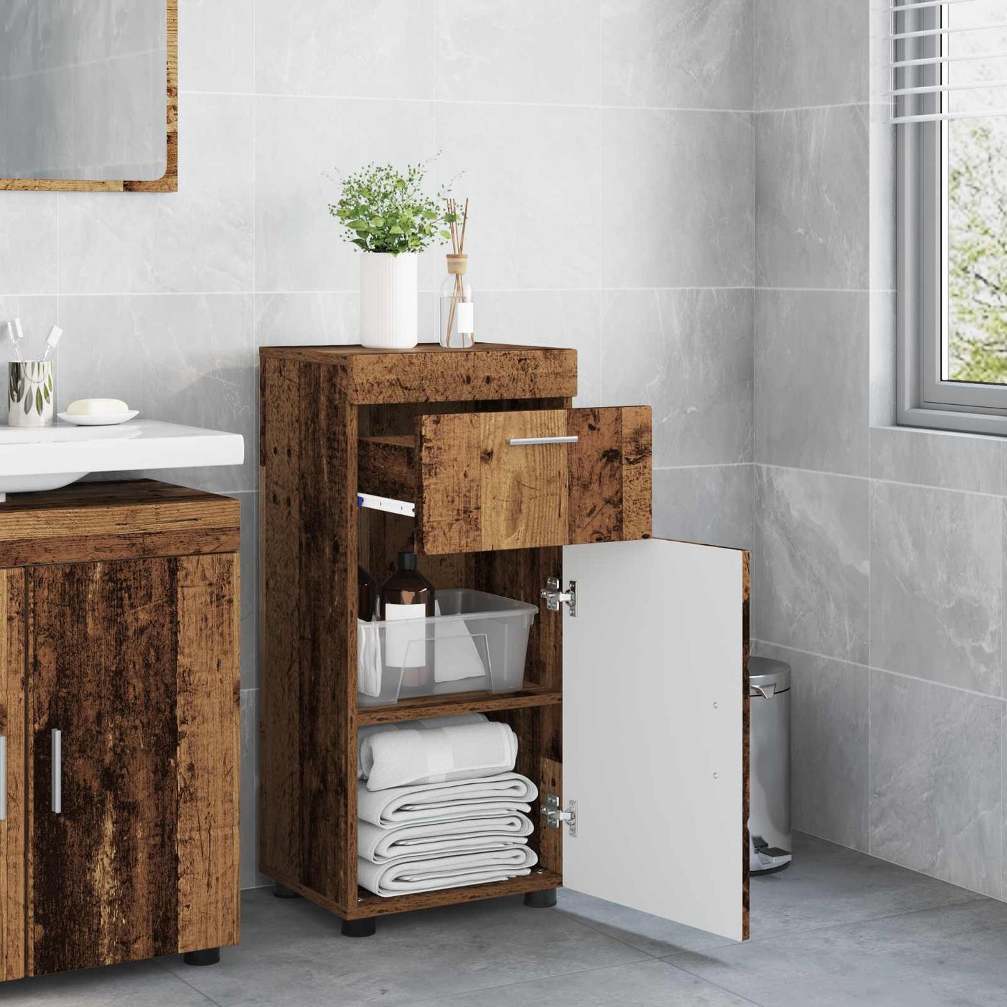 vidaXL Σετ Ντουλαπιών Μπάνιου TULUM Παλιό ξύλο 37 x 31,5 x 82 εκ
