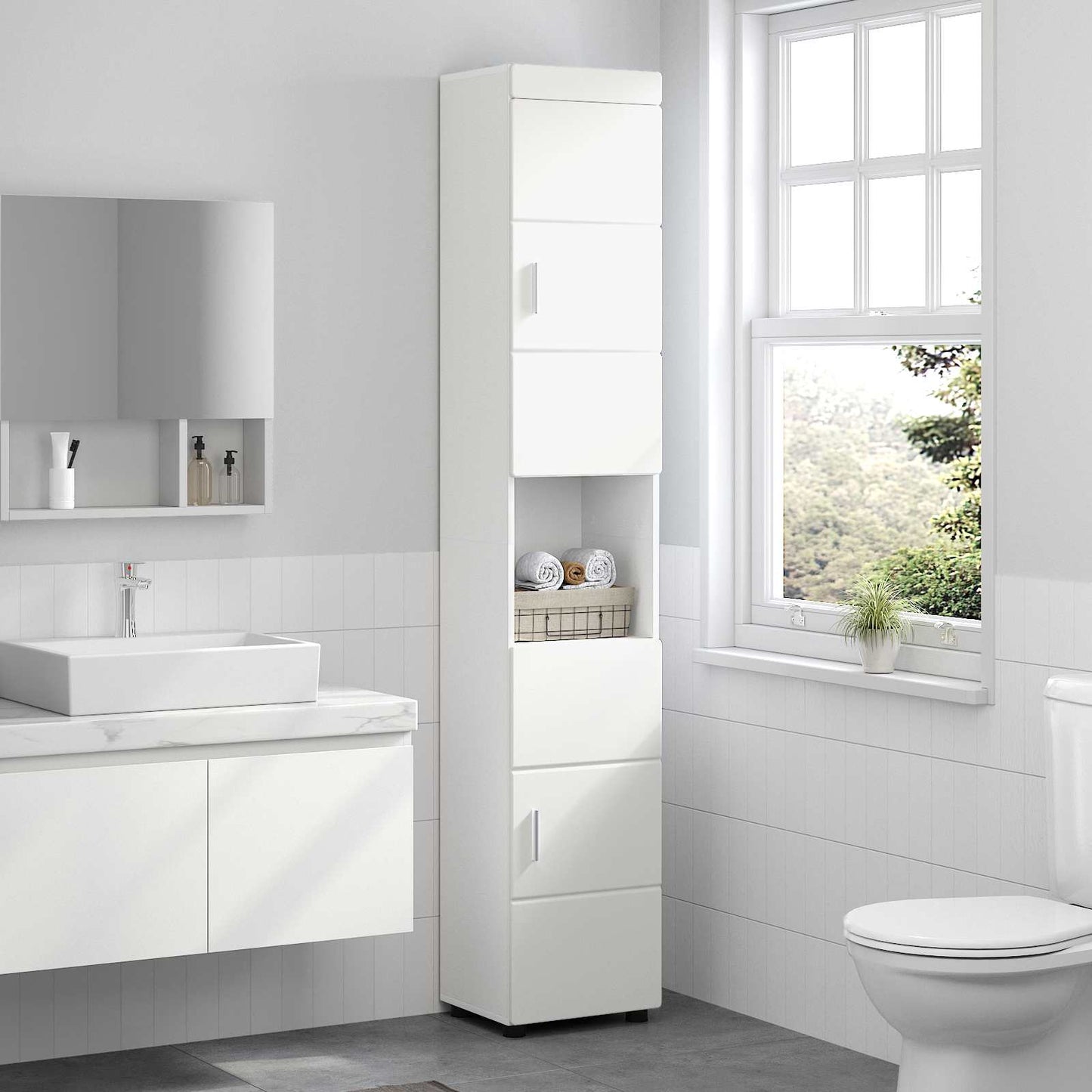 vidaXL Σετ Ντουλαπιών Μπάνιου TULUM Λευκό 37 x 31,5 x 203 εκ