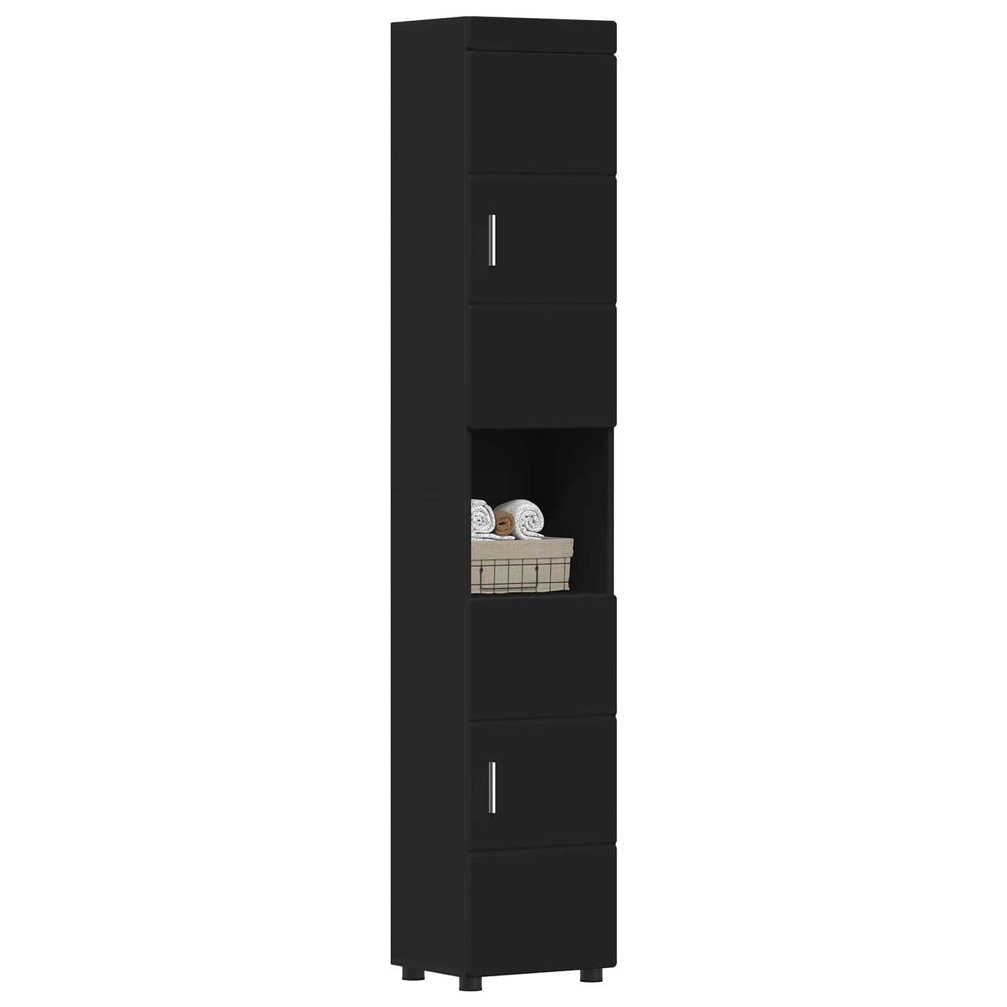 vidaXL Σετ Ντουλαπιών Μπάνιου TULUM Μαύρο 37 x 31,5 x 203 εκ