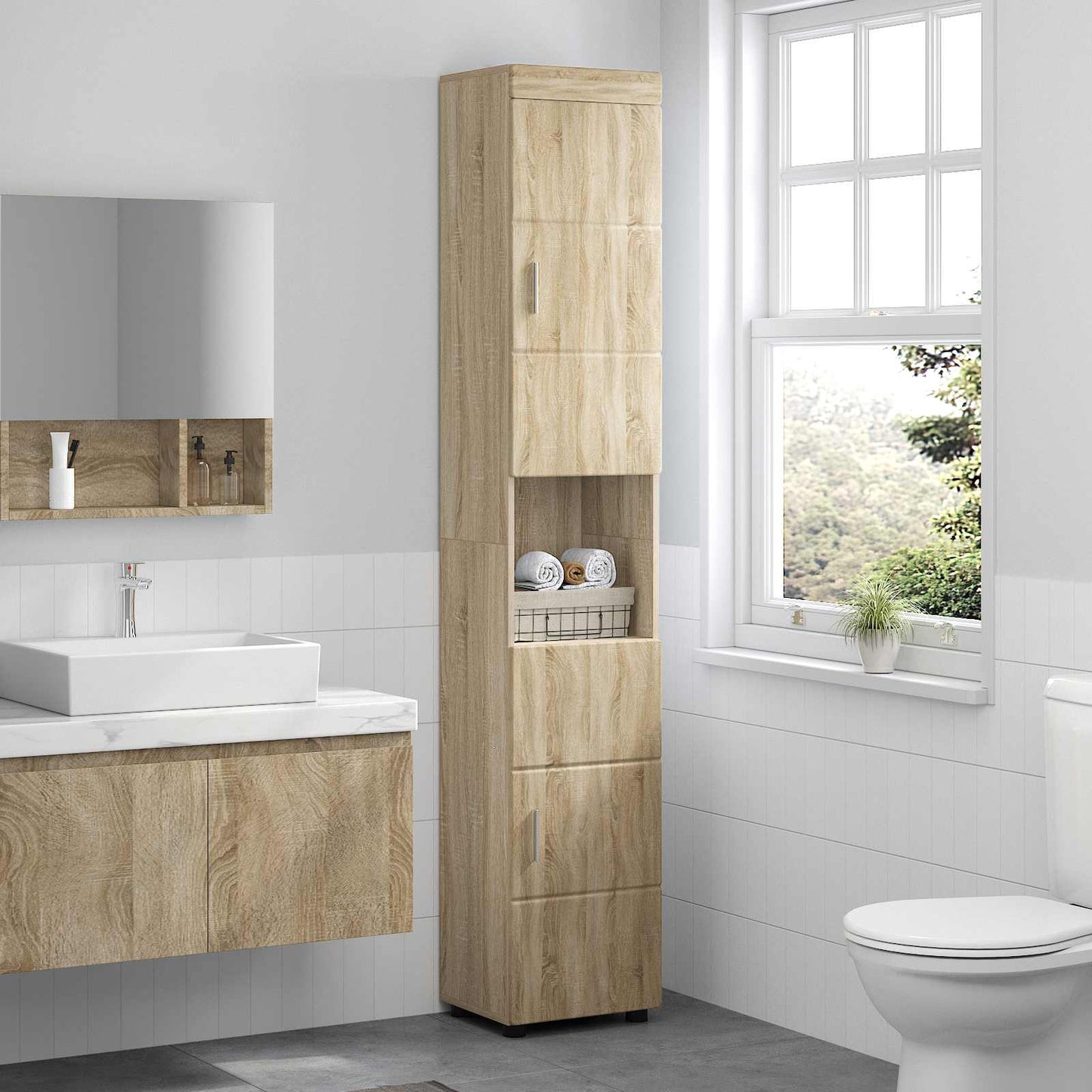 vidaXL Σετ Ντουλαπιών Μπάνιου TULUM Δρύς Sonoma 37 x 31,5 x 203 εκ
