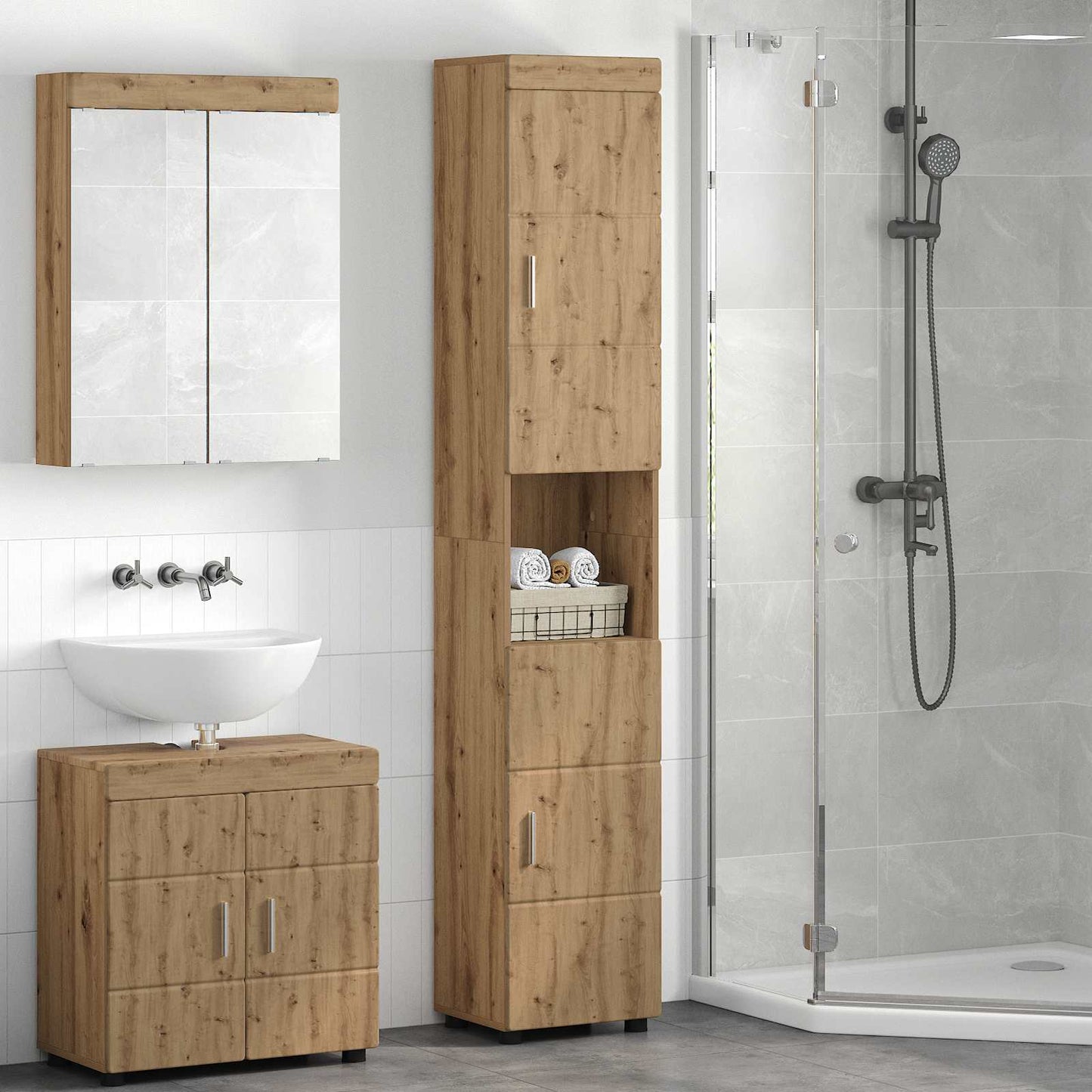 vidaXL Σετ Ντουλαπιών Μπάνιου TULUM Artisan Oak 37 x 31,5 x 203 εκ