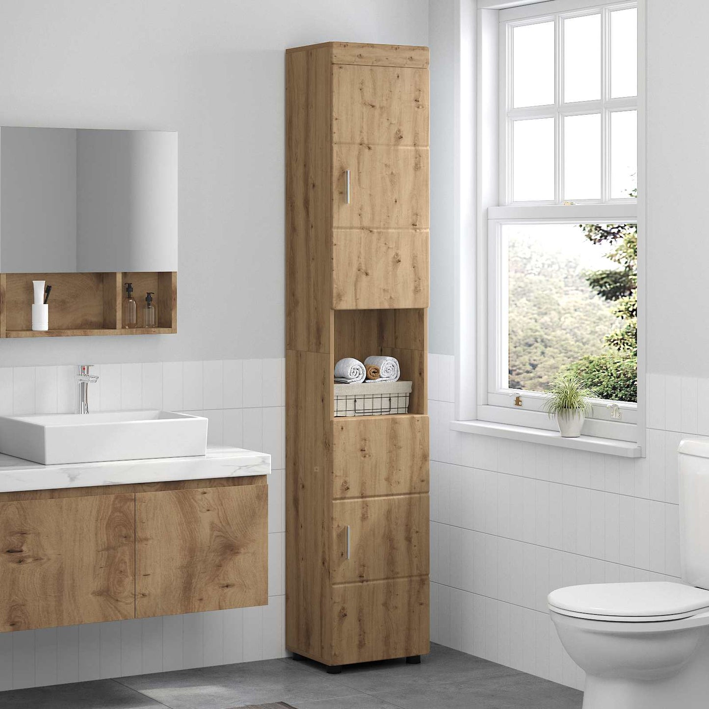 vidaXL Σετ Ντουλαπιών Μπάνιου TULUM Artisan Oak 37 x 31,5 x 203 εκ
