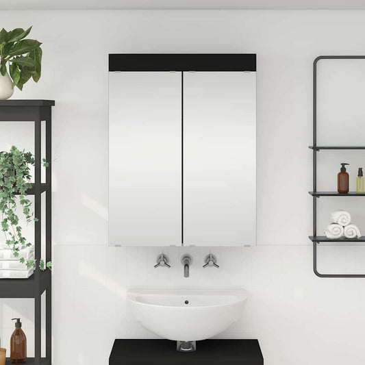 vidaXL Καθρέφτης Ντουλάπα Μπάνιου TULUM Μαύρο 60 x 16,5 x 78 εκ