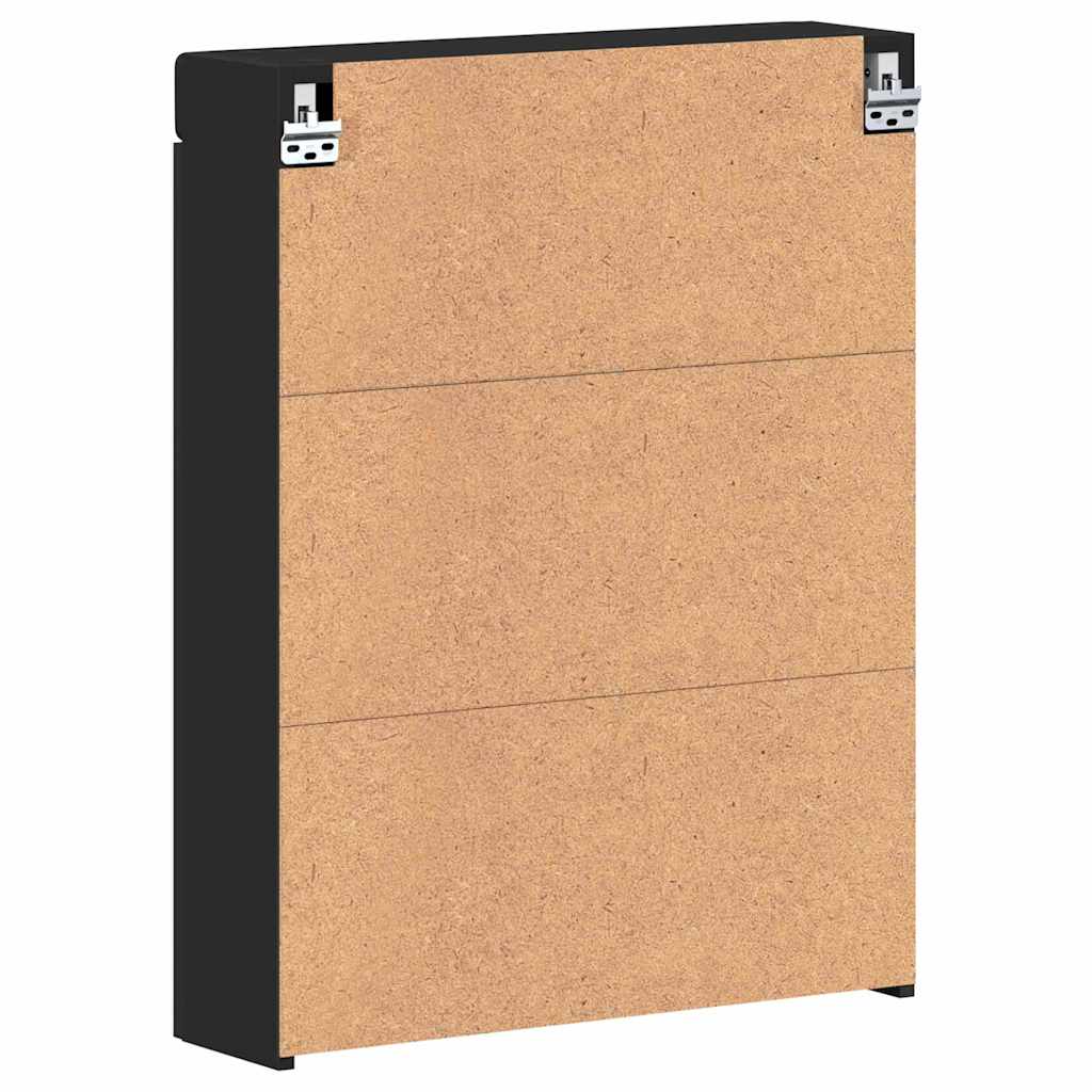 vidaXL Καθρέφτης Ντουλάπα Μπάνιου TULUM Μαύρο 60 x 16,5 x 78 εκ