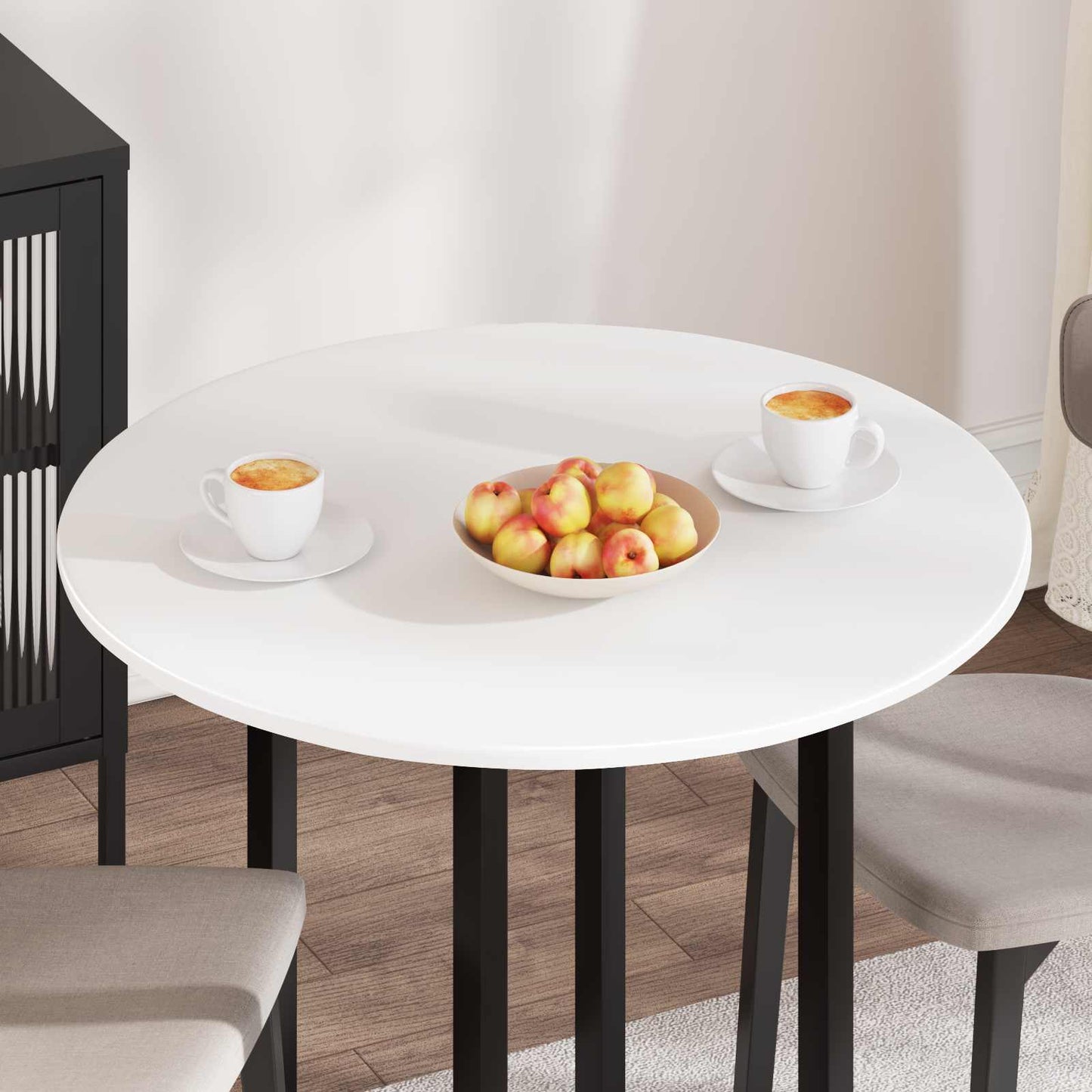 vidaXL Καπάκι τραπεζιού Ø 80 x 1,5 cm Γύρος Επεξεργασμένο Ξύλο Λευκό