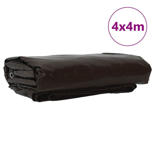 vidaXL Τέντα 650g / m² Καφέ 4 x 4 m Καμβάς με επικάλυψη PVC