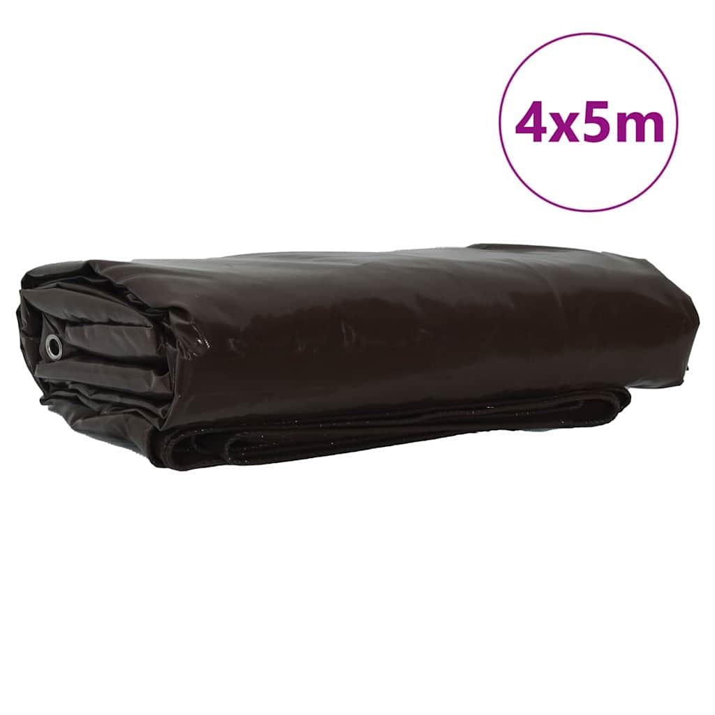 vidaXL Τέντα 650g / m² Καφέ 4 x 5 m Καμβάς με επικάλυψη PVC