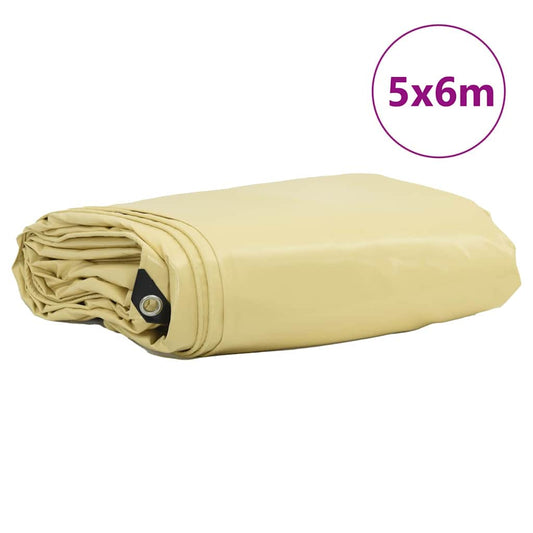 vidaXL Τέντα 650g / m² Μπεζ 5 x 6 m Καμβάς με επικάλυψη PVC