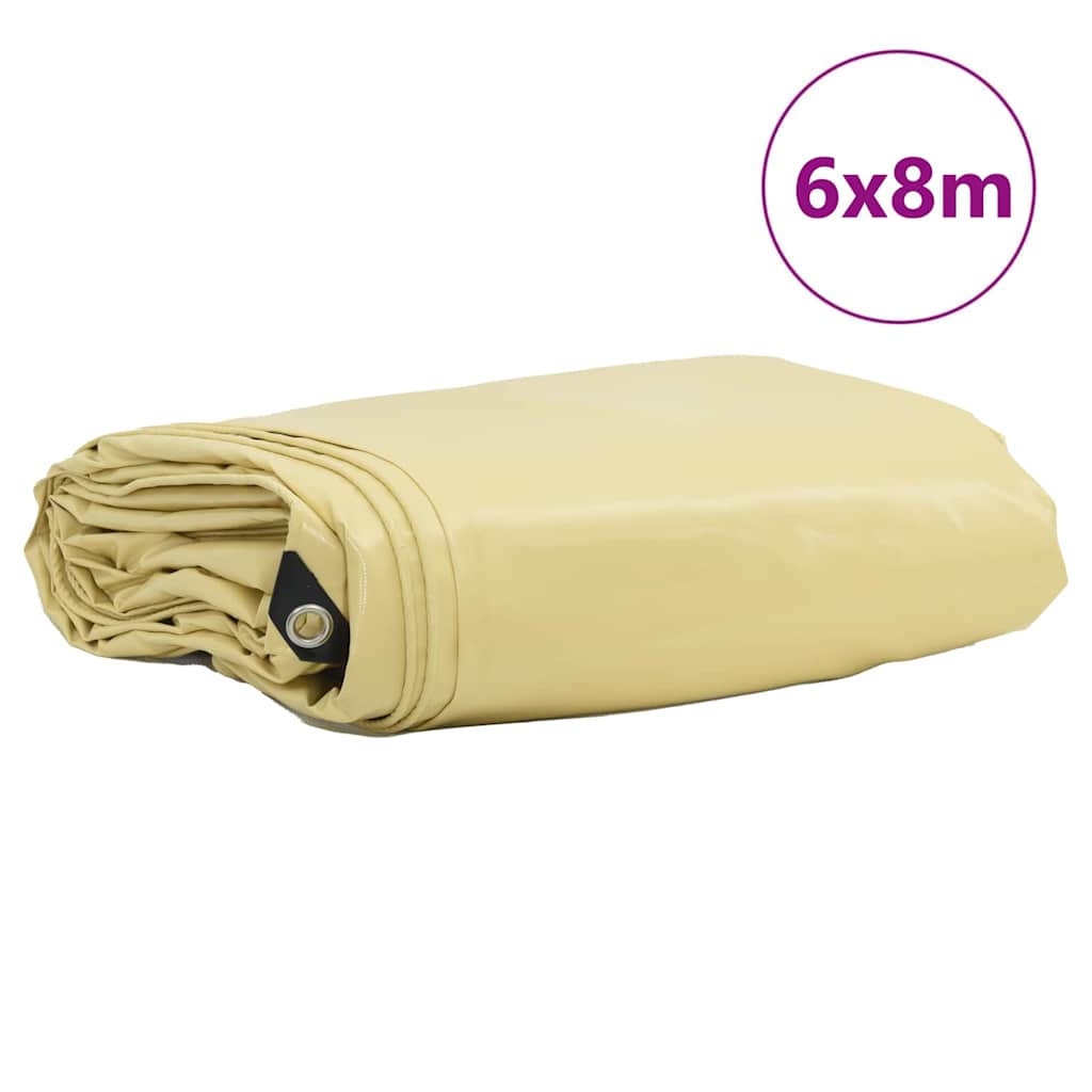 vidaXL Τέντα 650g / m² Μπεζ 6 x 8 m Καμβάς με επικάλυψη PVC