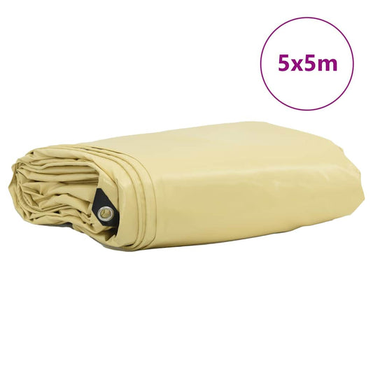 vidaXL Τέντα 650g / m² Μπεζ 5 x 5 m Καμβάς με επικάλυψη PVC
