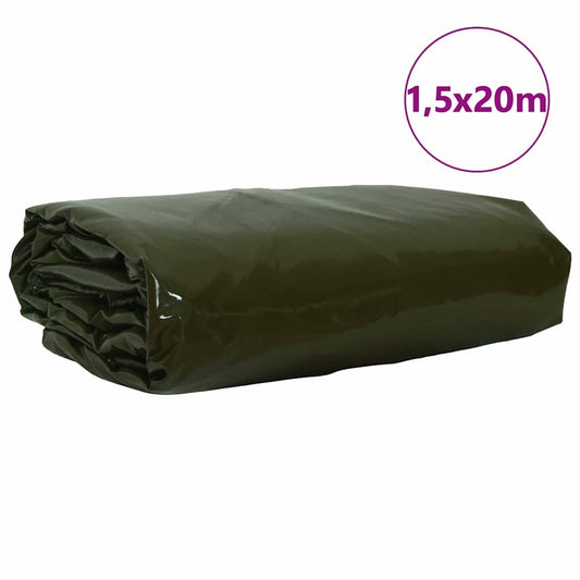 vidaXL Τέντα 650g / m² Ελιά Πράσινη 1,5 x 20 m Καμβάς με επικάλυψη PVC