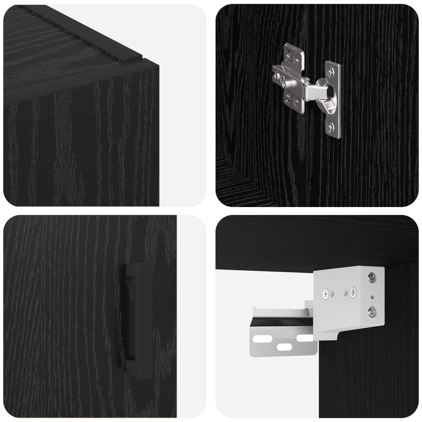 vidaXL Τοίχου Ντουλάπα Επιτοίχιο 2 pcs Μαύρη Οξυά 69,5 x 34 x 90 εκ.